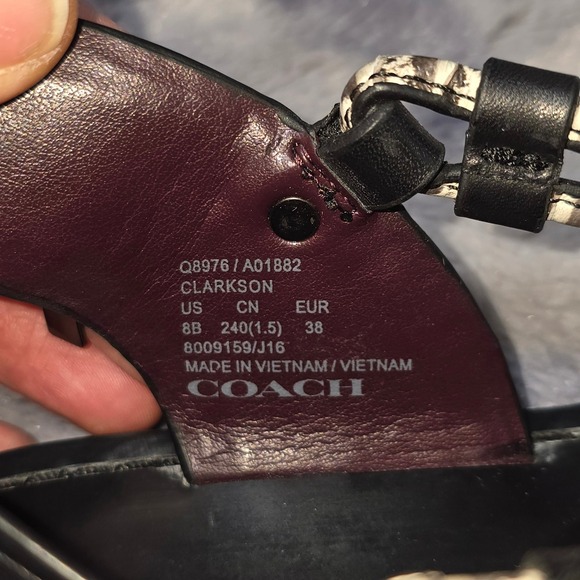 NWB Coach Clarkson Flat Strappy Thong Sandals in Black & White Buckle SZ 8 - Picture 4 of 9